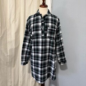 Latuza Woman L Green Blue Blackwatch Plaid Flannel Nightgowns Short Length Sleep